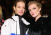 Наталья Водянова в куртке с российским флагом и Рената Литвинова на показе Vetements